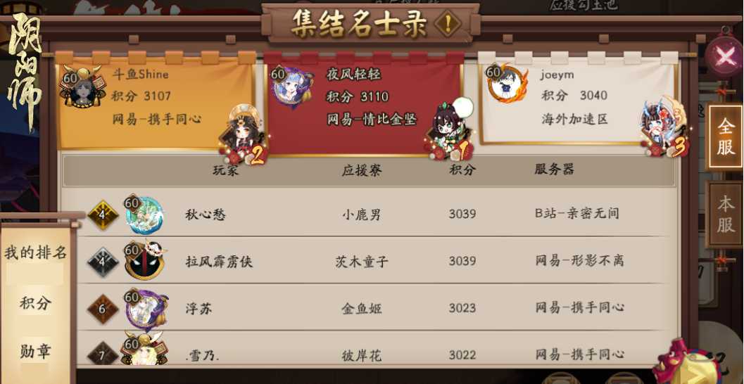 全民应援酣战《阴阳师》为崽而战名士录、红白押注开启