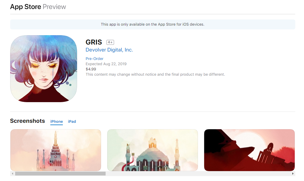 唯美风横版冒险《Gris》8月22日登陆iOS平台图片1