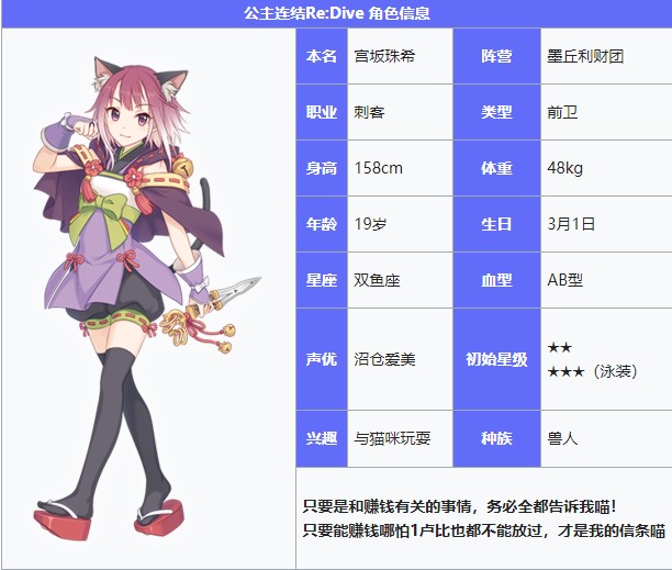 《公主连结re:dive》宫坂珠希图鉴