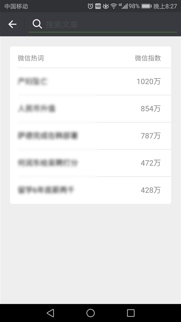 微信今日加入重磅新功能——热词搜索