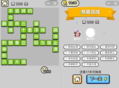 《成语升官记》榜眼第223关答案
