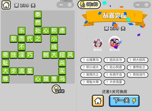 《成语升官记》榜眼第239关答案
