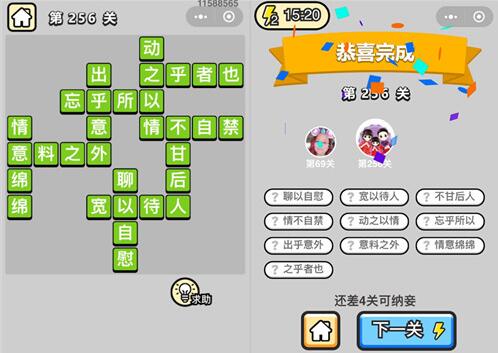 《成语升官记》榜眼第256关答案