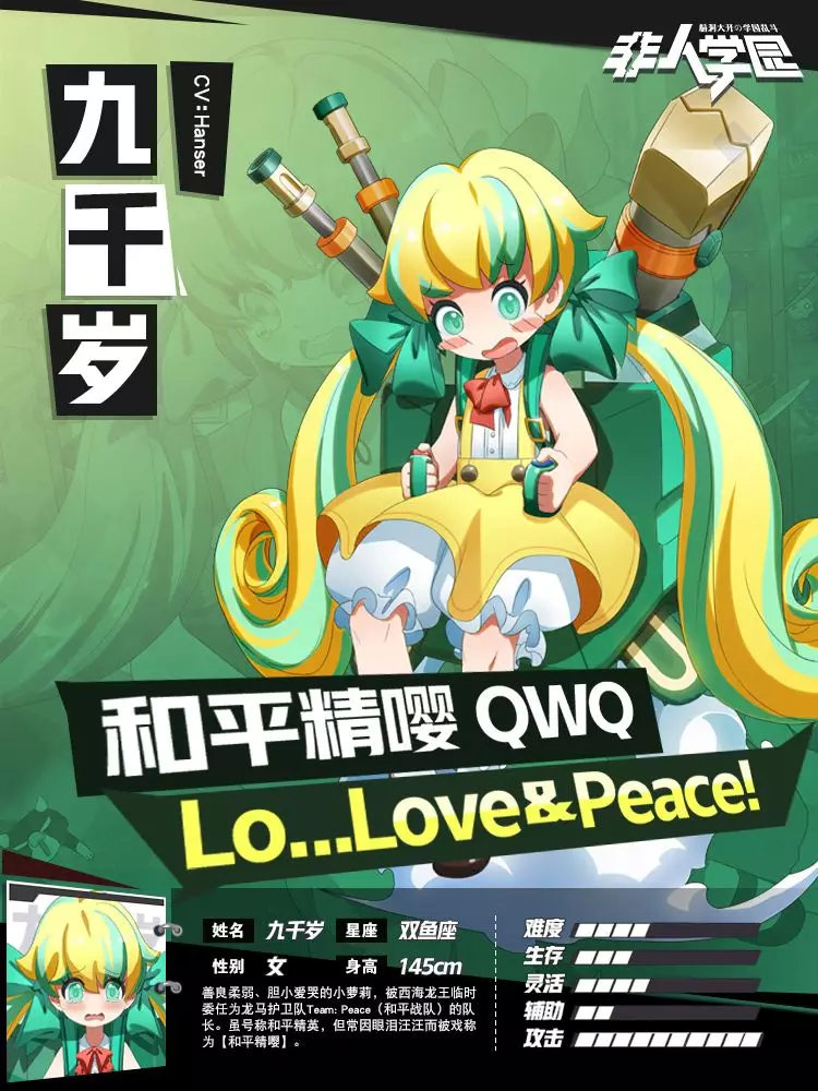 《非人学园》5月22日更新新英雄上线：九千岁