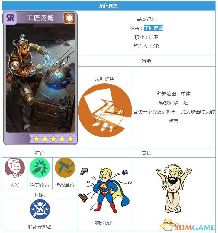 《辐射：避难所OL》SR工匠汤姆图鉴