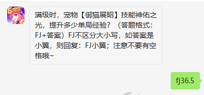 满级时宠物御猫展昭技能神佑之光提升多少单局经验