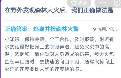 在野外发现森林大火后，我们正确做法是